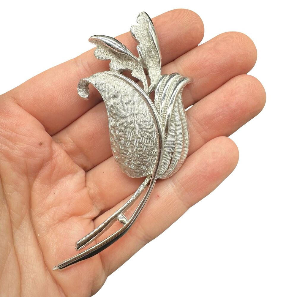 Vintage Jewelry Silver Tone Tulip Brooch Tulip Pin